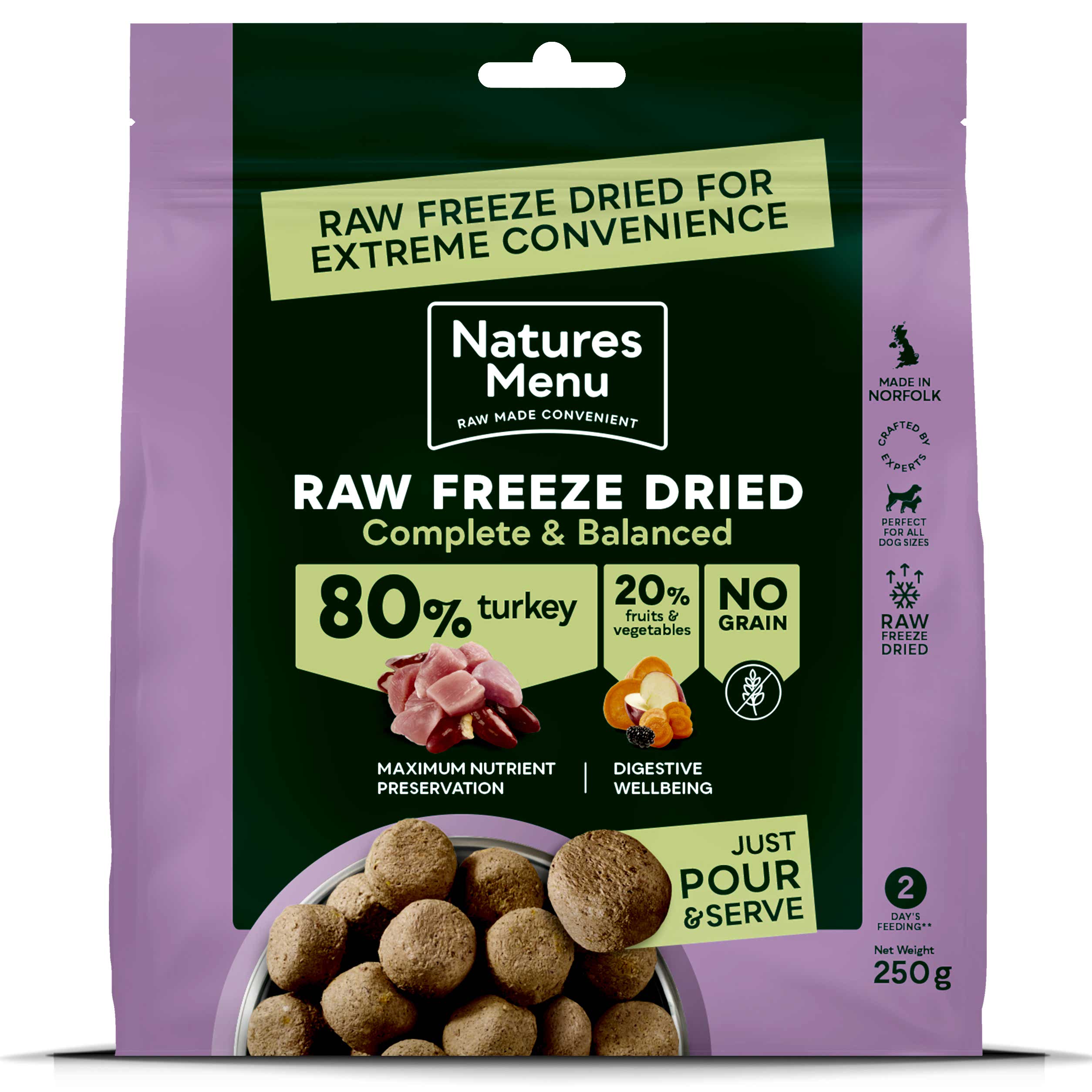 Natures Menu Raw Freeze Dried Adult Dog Food Turkey