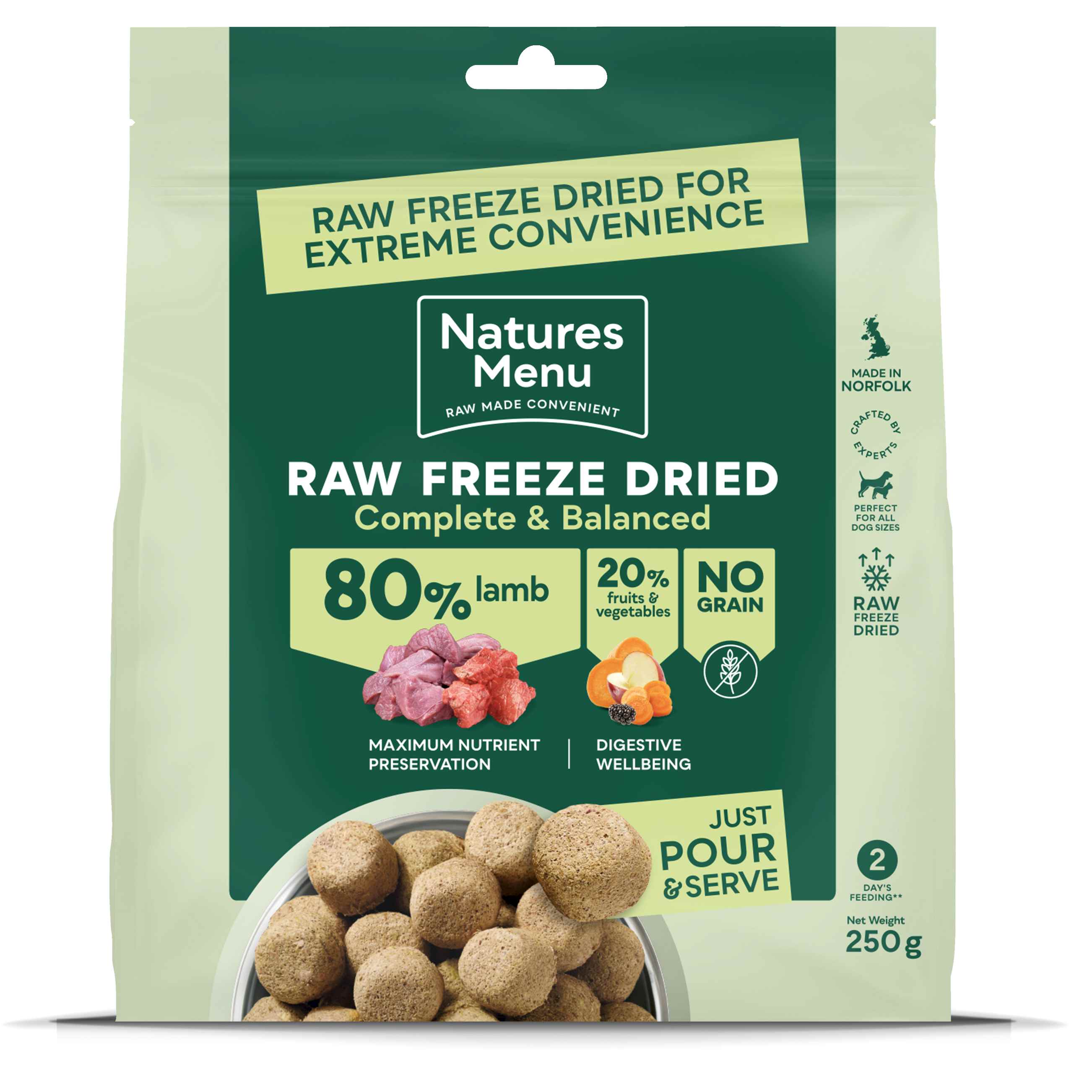 Natures Menu Raw Freeze Dried Adult Dog Food Lamb