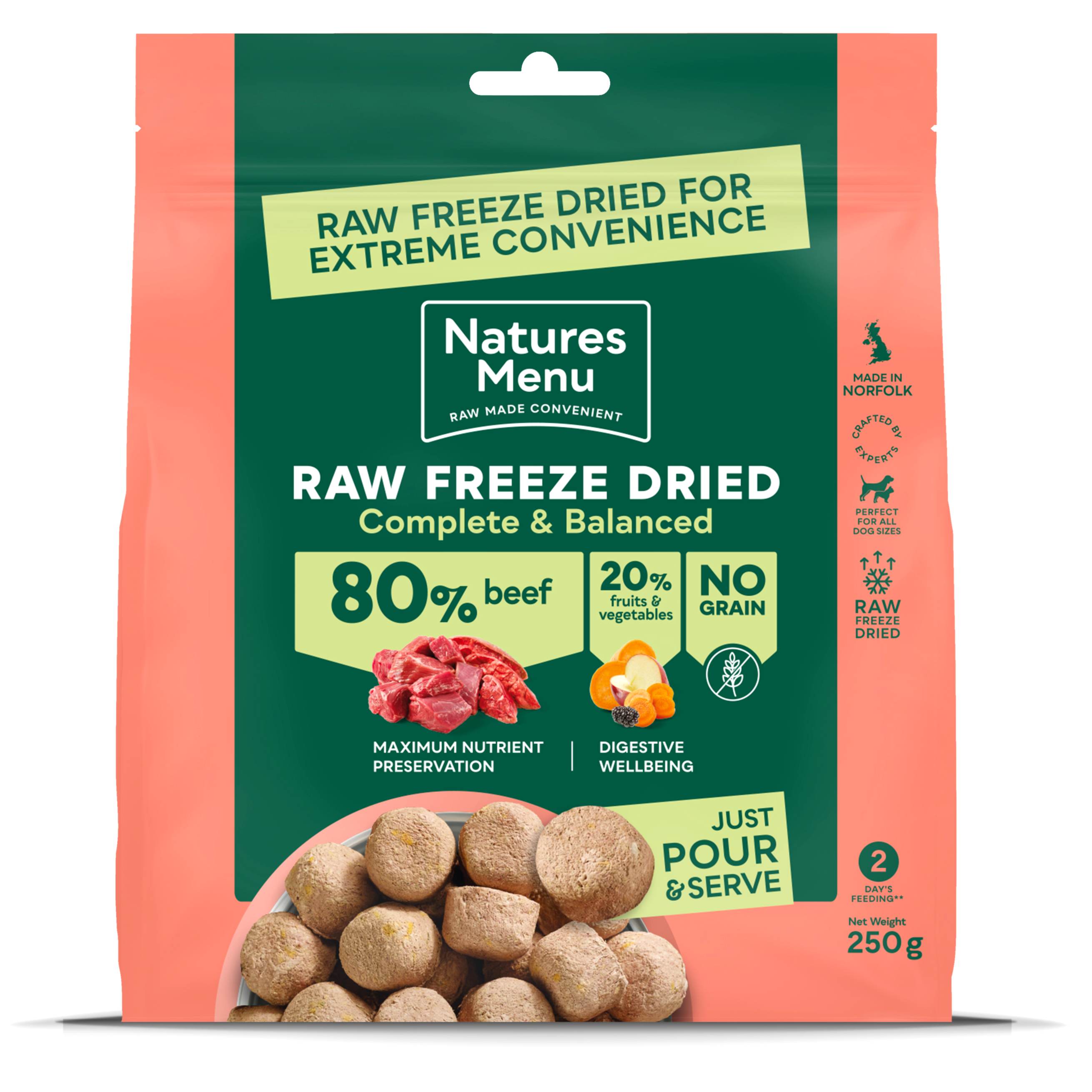 Natures Menu Raw Freeze Dried Adult Dog Food Beef