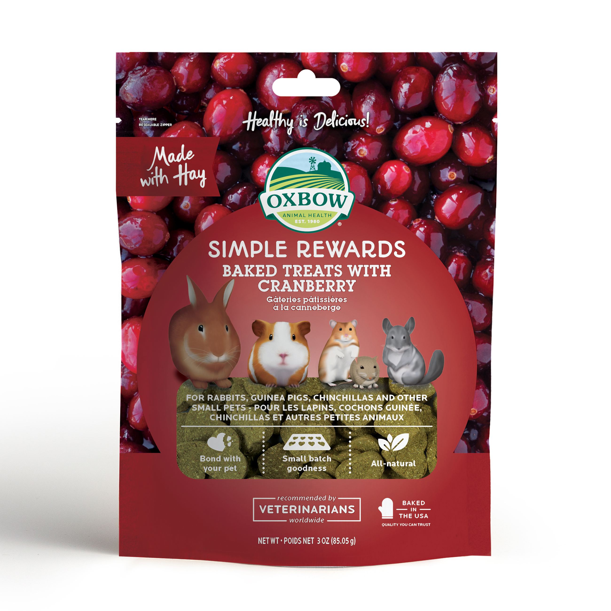 Oxbow Simple Rewards Oven Baked Small Animal Treats with Cranberry