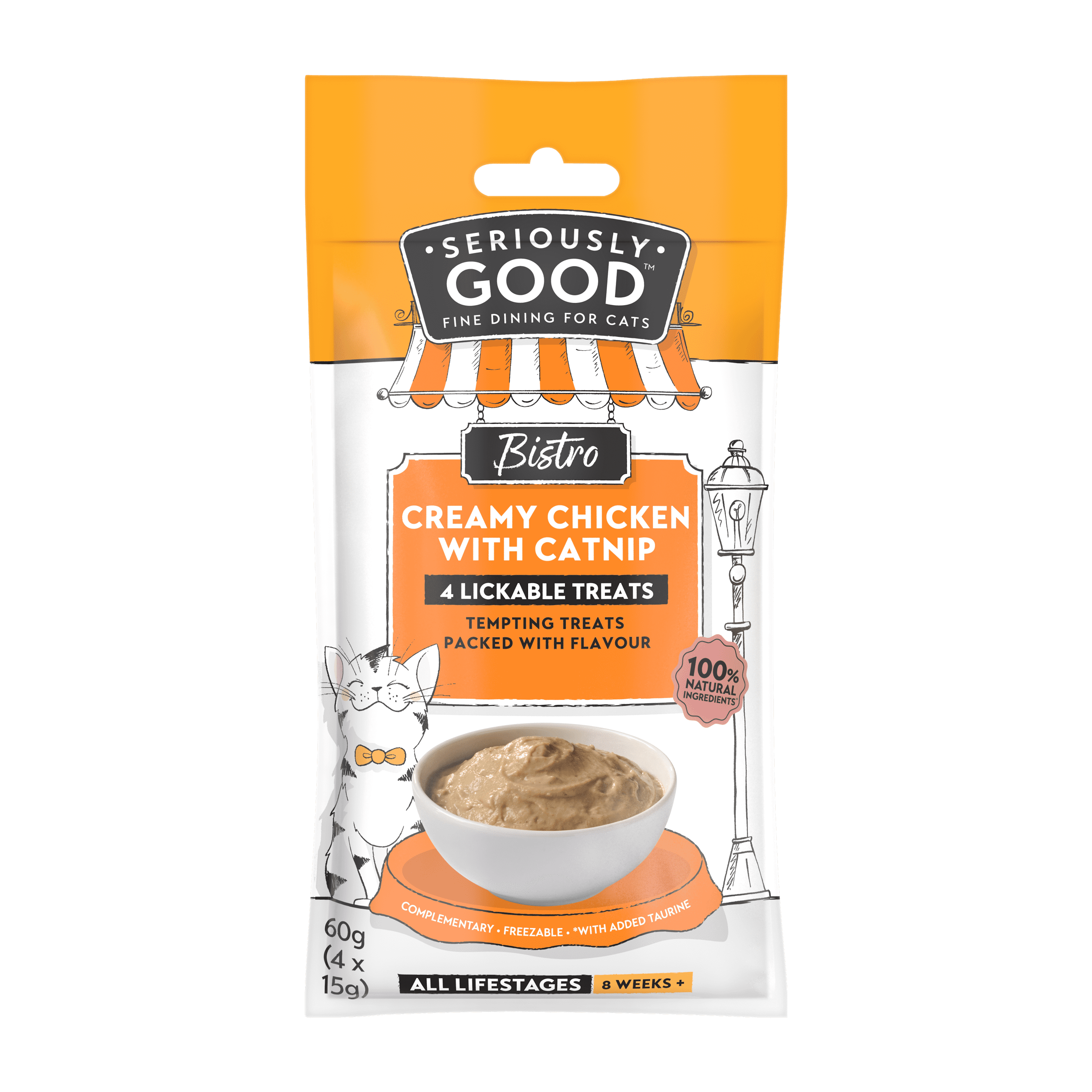 Seriously Good Creamy Lickable Cat Treats Chicken with Catnip 4x15g