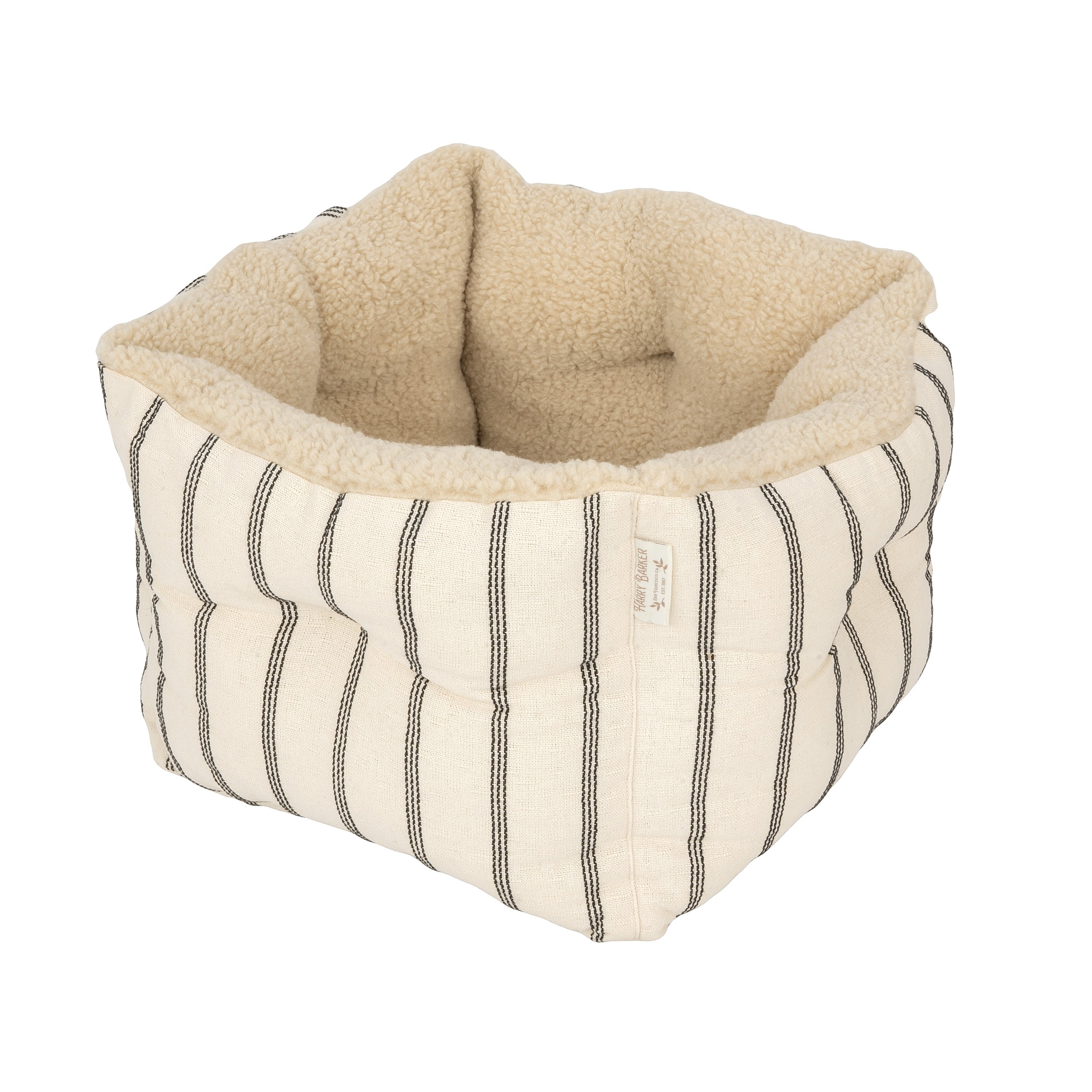 Harry Barker Striped Walled Square Pet Bed Brown Small