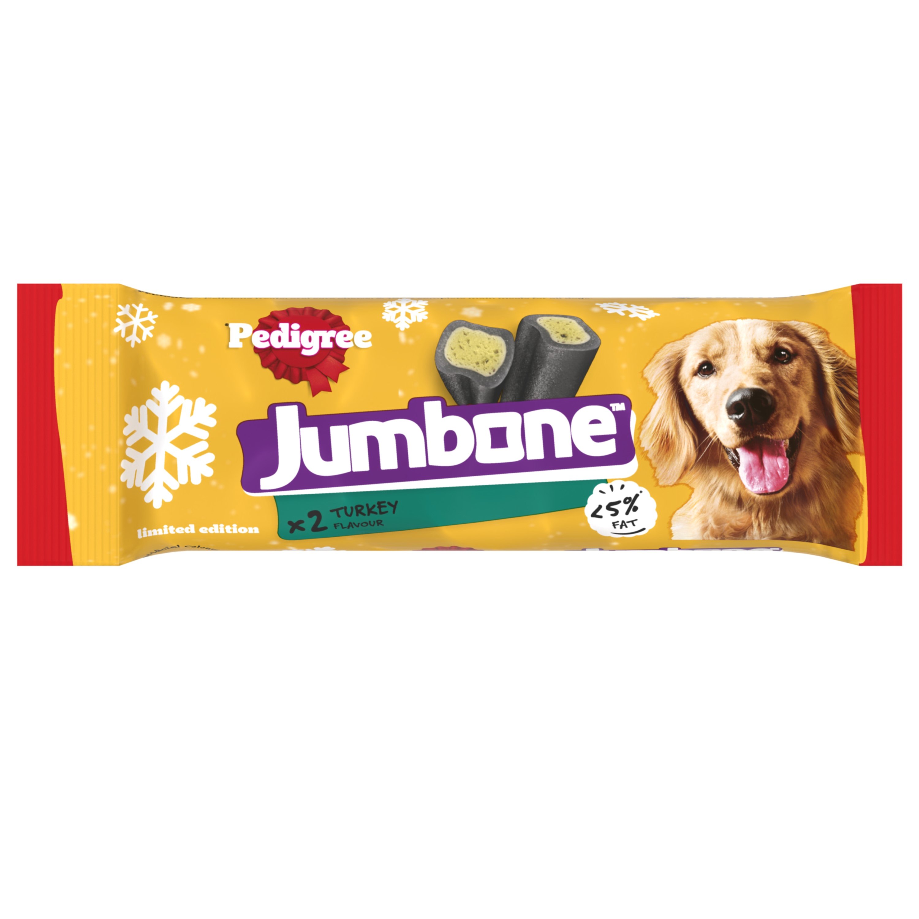 Pedigree Christmas Jumbone Medium Dog Treat Chew Turkey x2