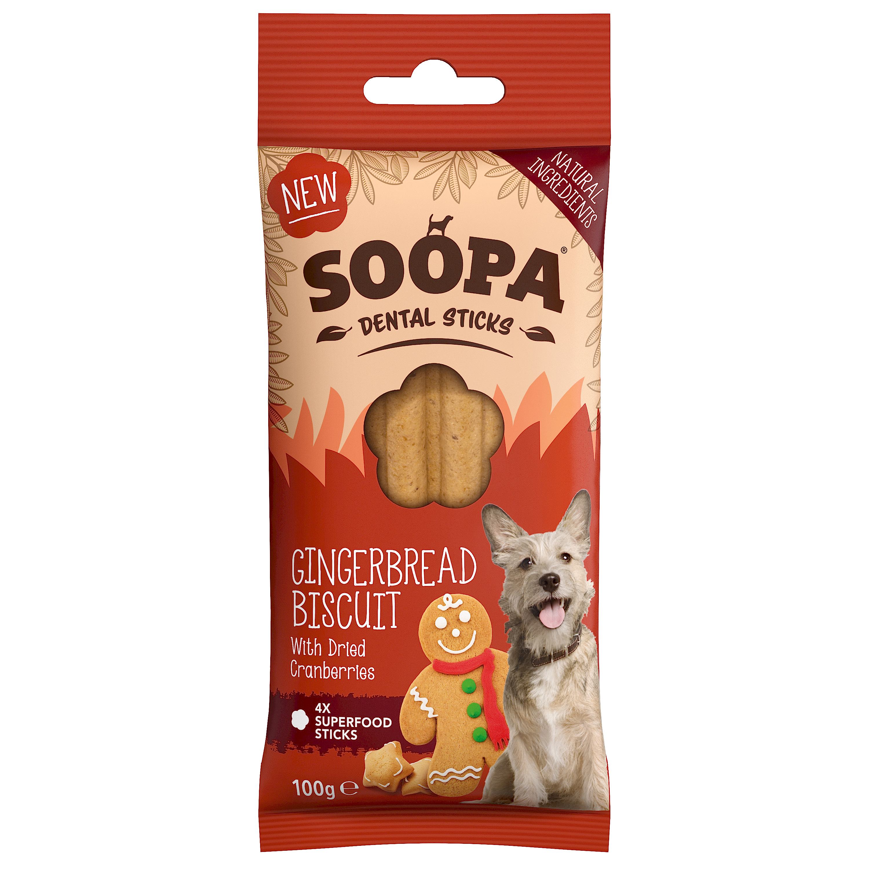 Soopa Gingerbread Biscuit Dog Dental Sticks