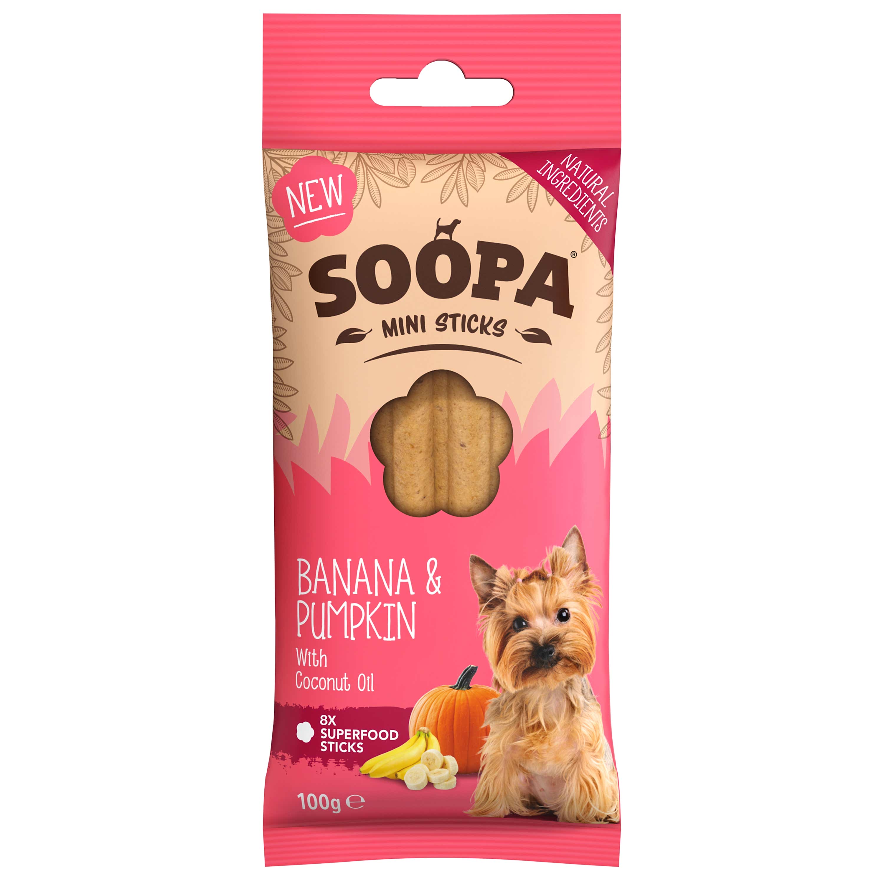 Soopa Mini Banana & Pumpkin Dog Dental Sticks