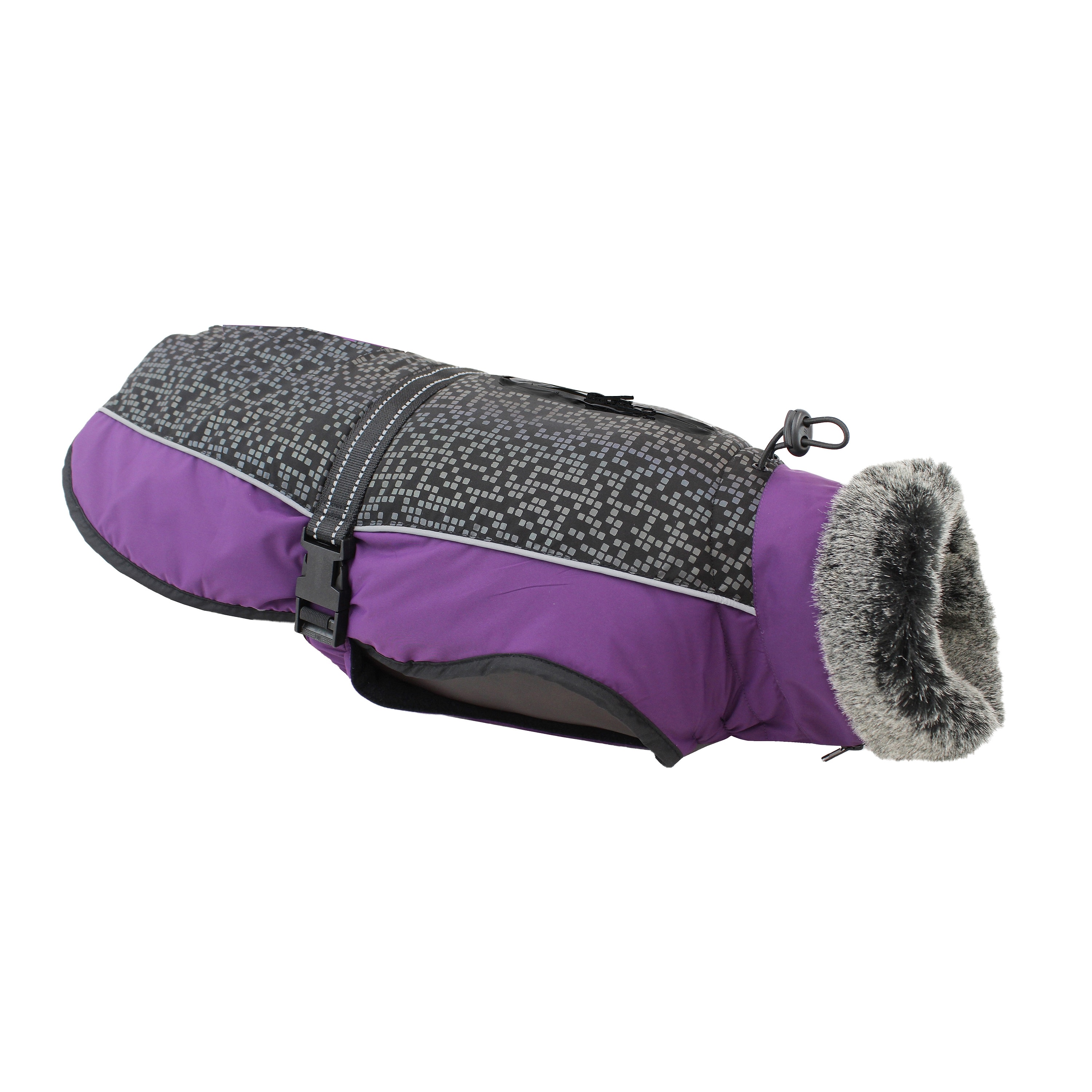 Dog Gone Smart Aspen Purple & Meteor Reflective Rainbow-Pixel Dog Coat