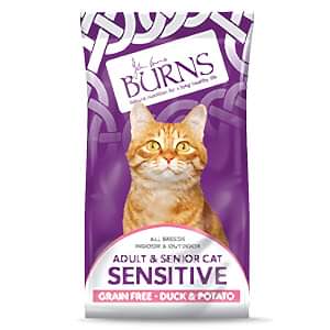 Burns Sensitive Dry Adult Cat Food Duck & Potato