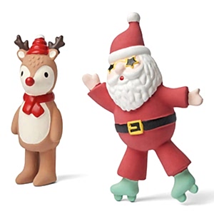 Pets at Home Christmas Disco Santa & Rockin' Reindeer Soft Latex Dog Toys x2