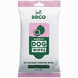 Beco Bamboo Dog Travel Wipes Coconut Scented