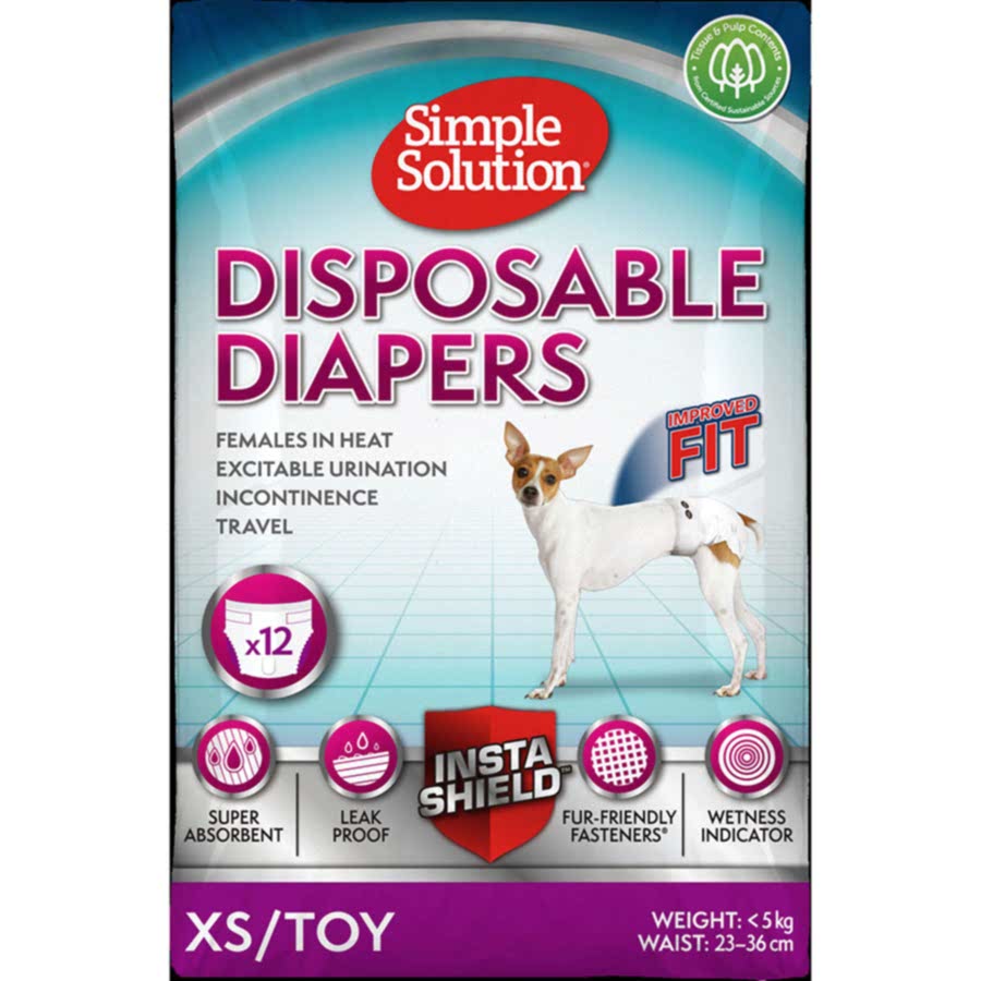 Simple Solution Disposable Dog Diaper X Small & Toy Breed