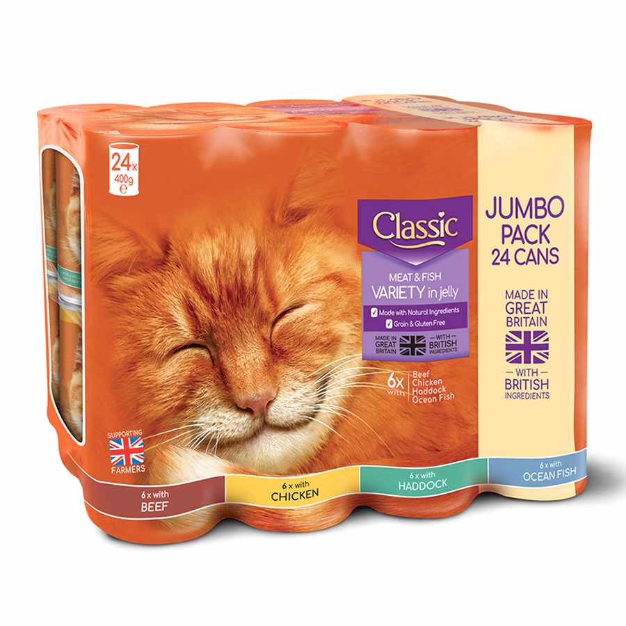 Classic Wet Cat Food Meat & Fish In Jelly