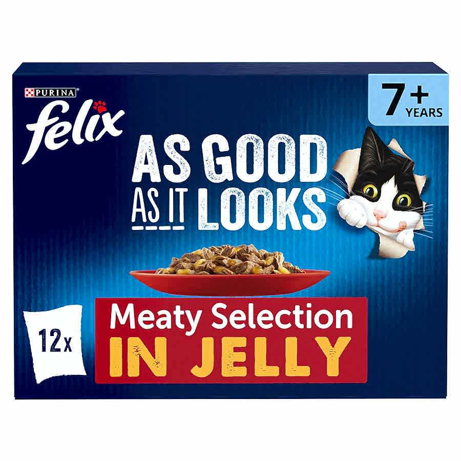 Felix As Good As It Looks Senior Wet Cat Food Meaty Selection In Jelly