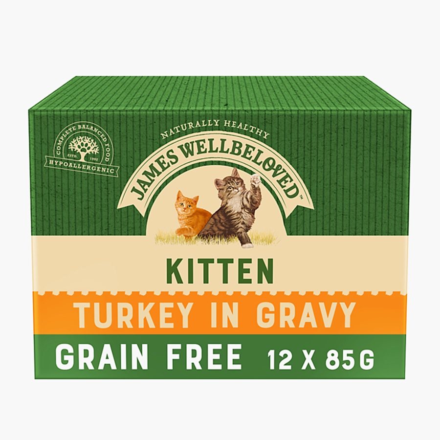 James Wellbeloved Grain Free Kitten Wet Cat Food Turkey In Gravy