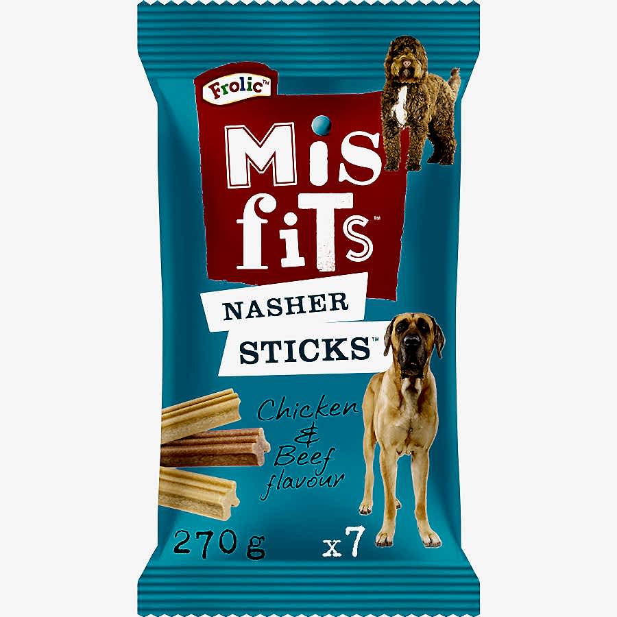 Misfits Nasher Sticks Large Breed Adult Dog Treats with Chicken & Beef