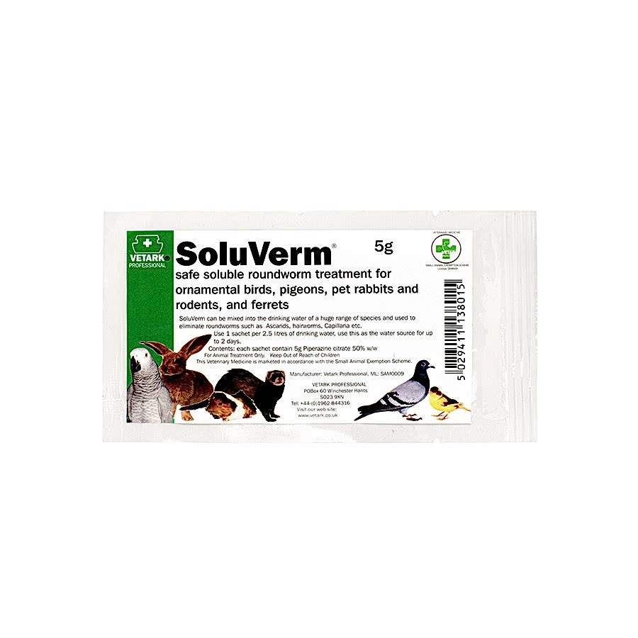 Vetark Soluverm Soluble Roundworm Treatment for Birds & Small Animals