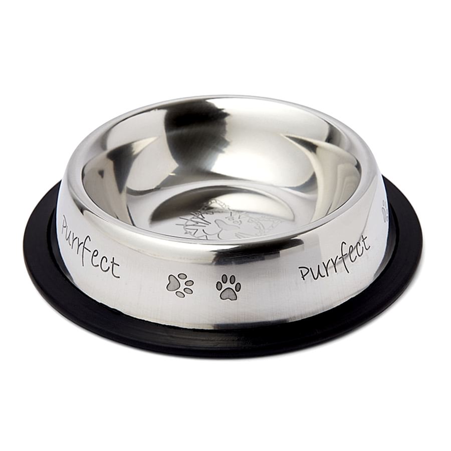 Pets at Home Stainless Steel Meow Bowl 15cm