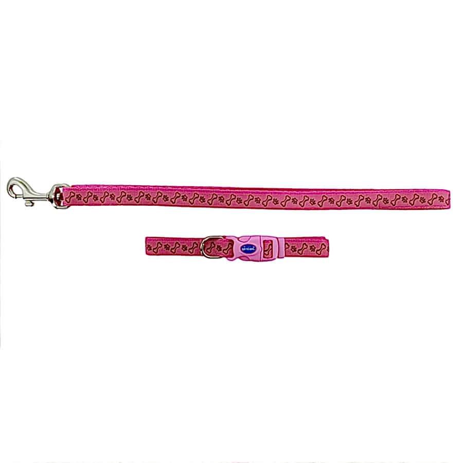 Ancol Dog & Puppy Collar & Lead Set Pink