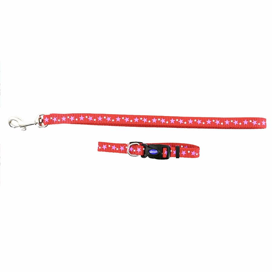 Ancol Dog & Puppy Collar & Lead Set Red