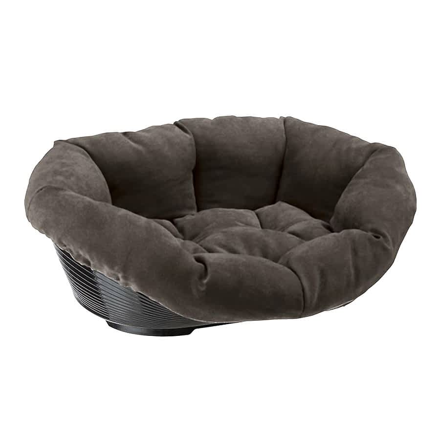 Ferplast Hard Dog Bed with Sofa Cushion Grey