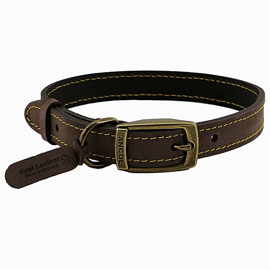 Ancol Timberwolf Leather Dog Collar Brown