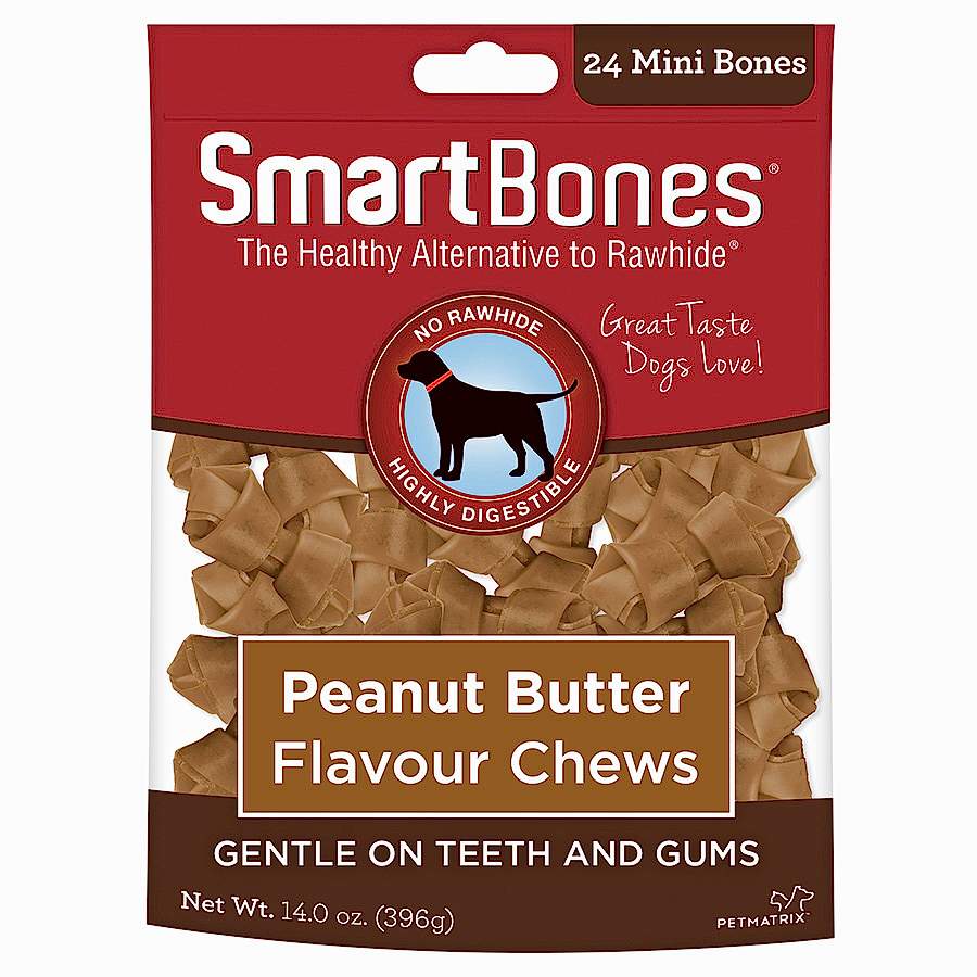 SmartBones Mini Breed Dog Bone Chew Peanut Butter