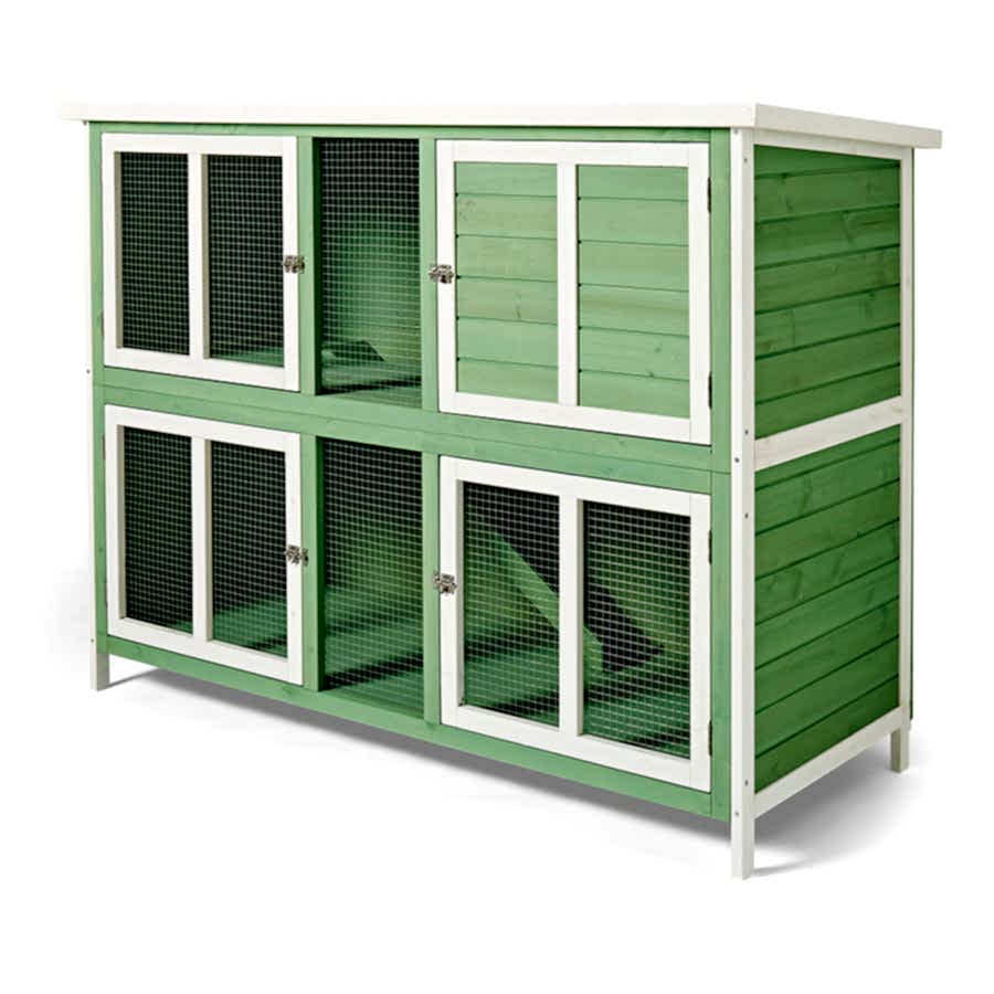 Pets at Home Bluebell Guinea Pig & Rabbit Hideaway Hutch Green & White 5ft