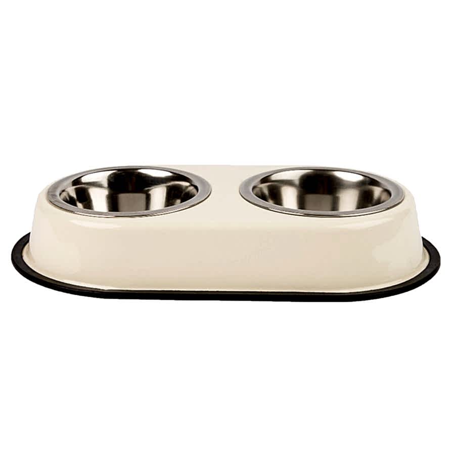 Pets at Home Double Diner Dog Bowl Cream