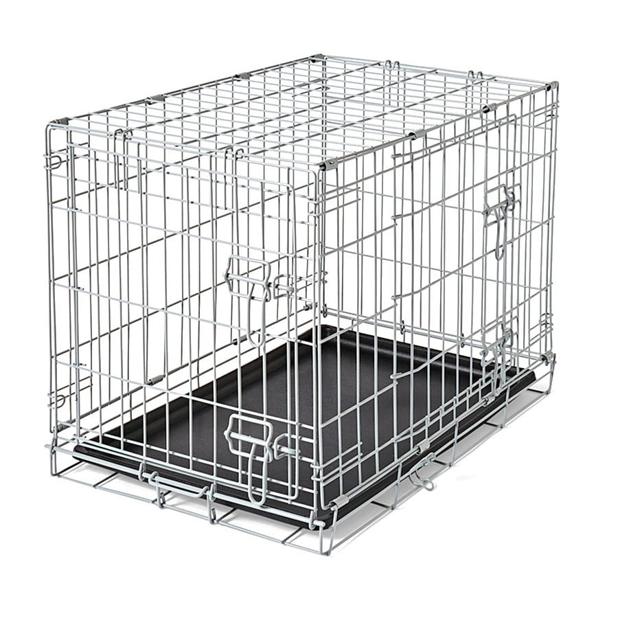 Pets at Home Double Door Dog Crate Grey