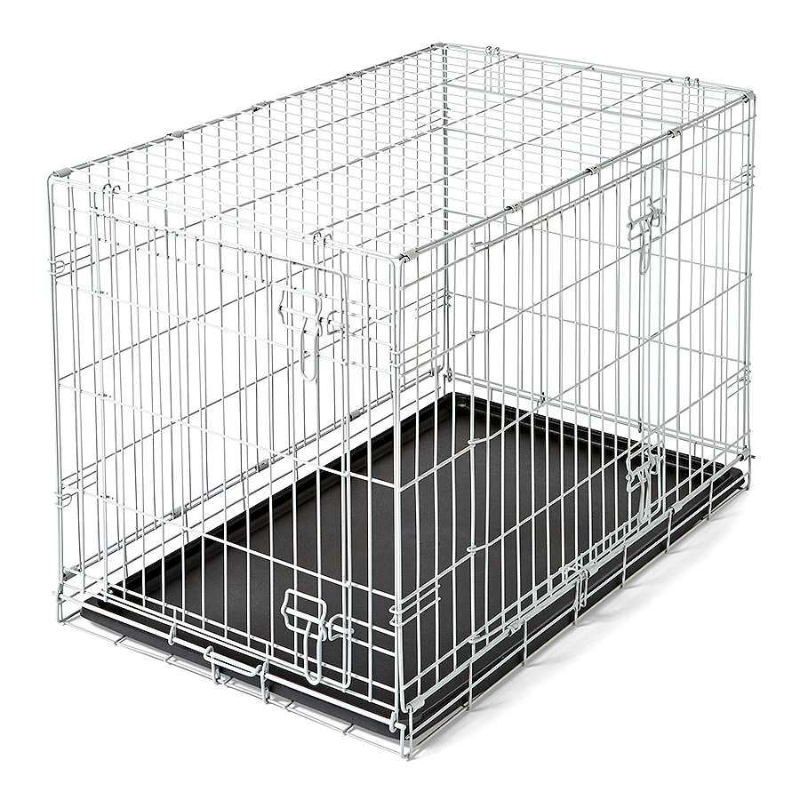 Pets at Home Double Door Dog Crate Grey