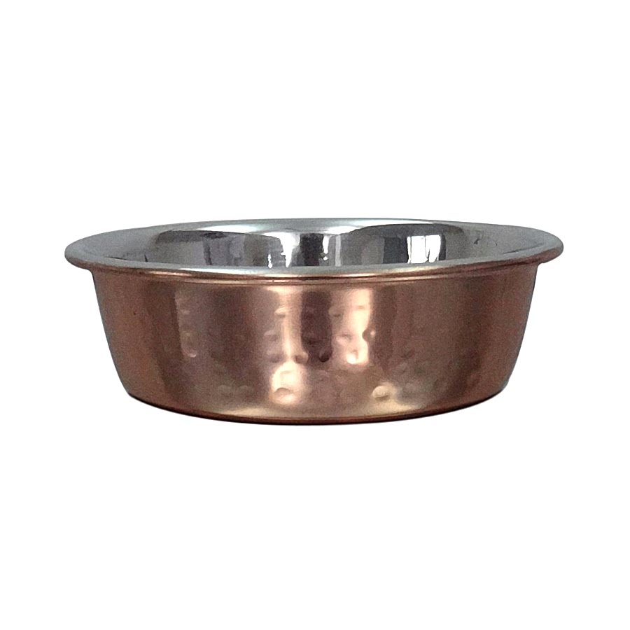 Pets at Home Anti Slip Hammered Copper Cat Feeding Bowl