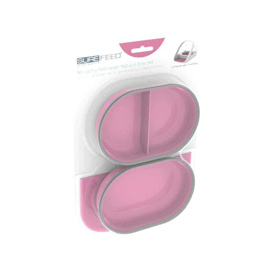 SureFlap SureFeed Microchip Pet Feeder Mat & Bowl Set Pink