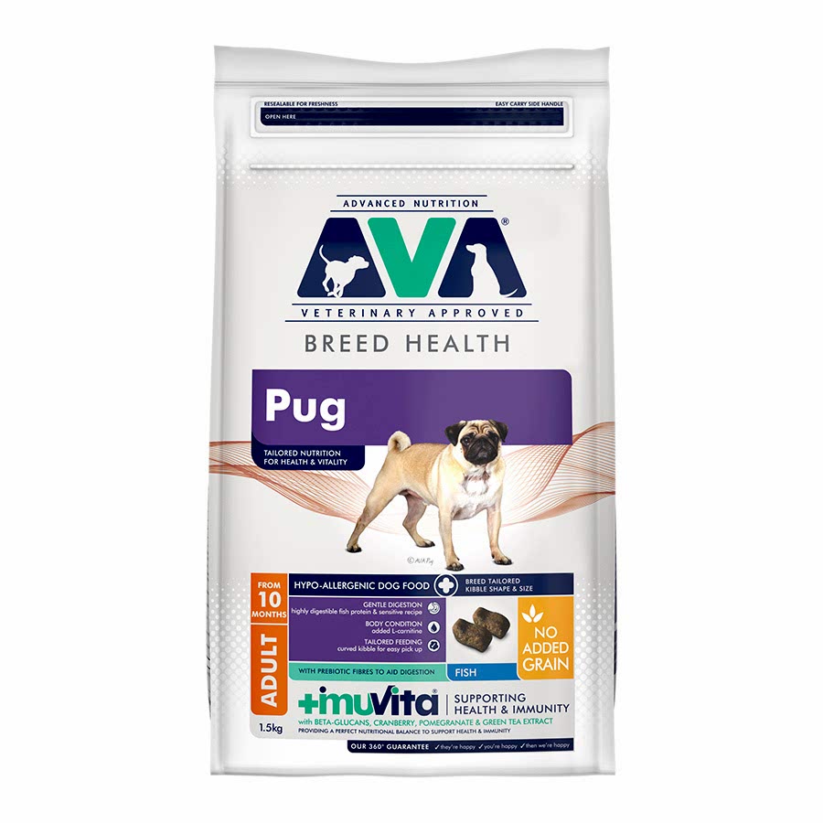 AVA Breed Health Pug Dry Dog Food Fish