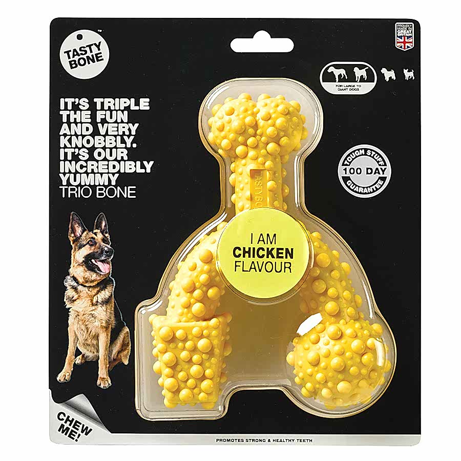 TastyBone Trio Chicken Flavour Dog Chew Toy Yellow