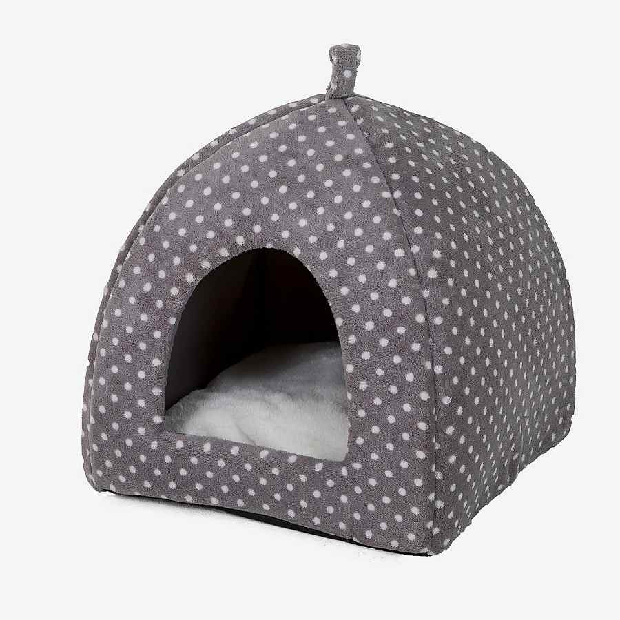 Pets at Home Igloo Cat Bed Grey Spotty