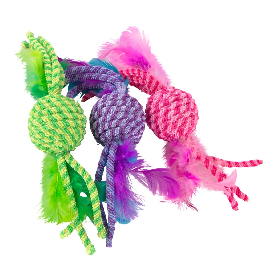 Pets at Home Rattle Feather Balls Cat Toy