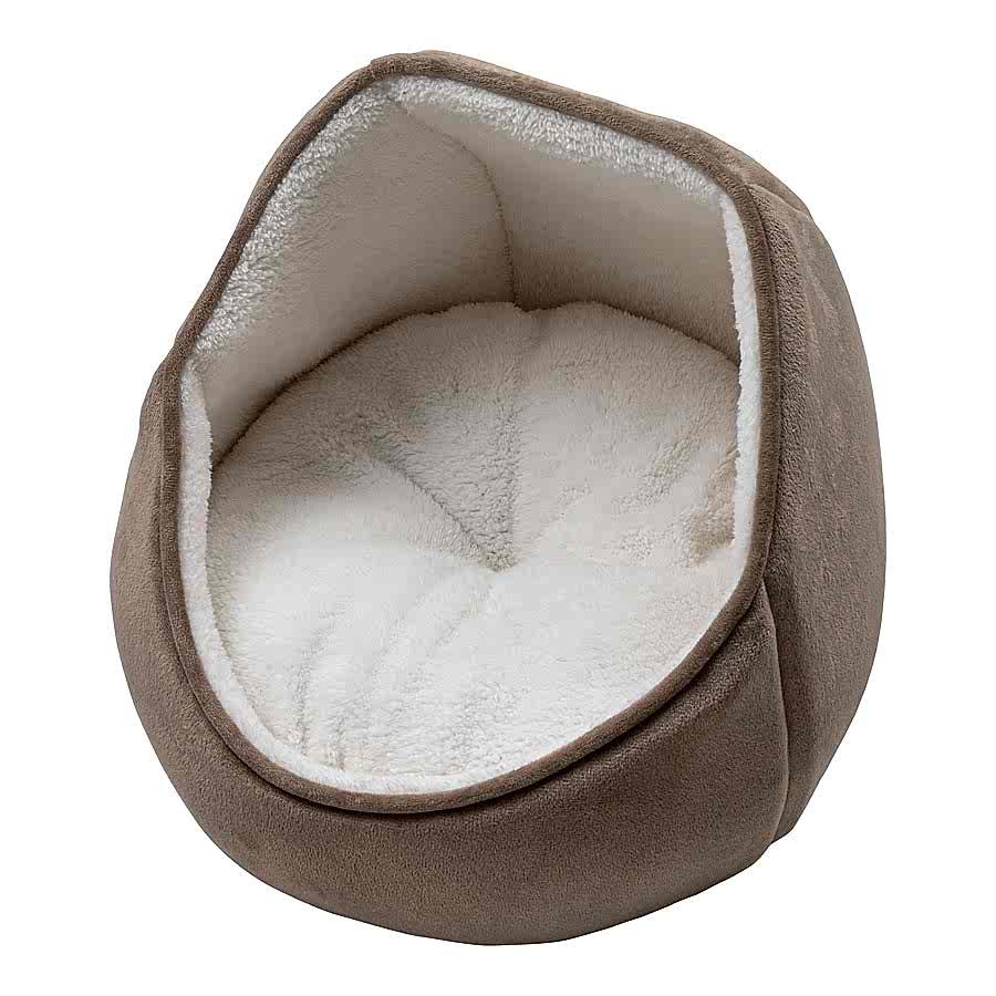 Pets Essentials Velouria Hooded Cat Bed Brown