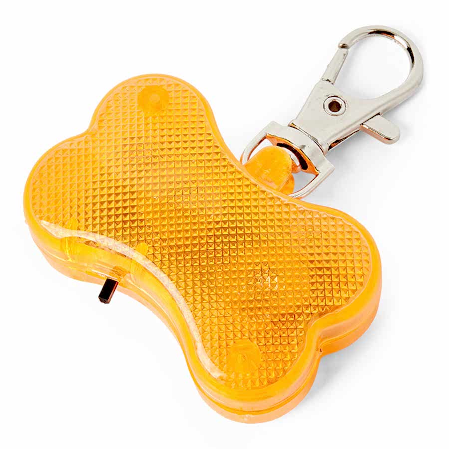 Dog Walk Bone Shaped Flashing LED Dog Collar Light Orange