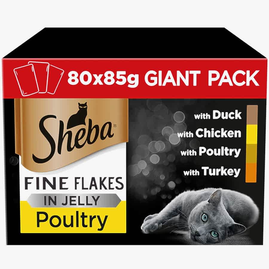 Sheba Fine Flakes Adult Wet Cat Food Poultry In Jelly Giant