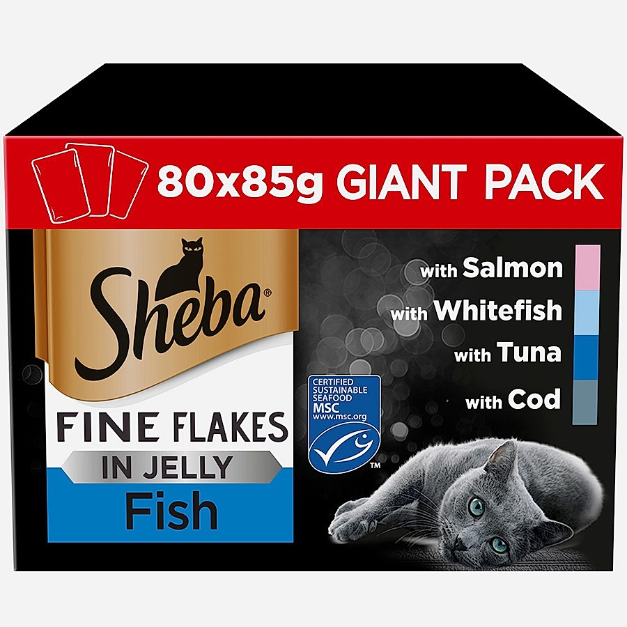 Sheba Fine Flakes Wet Adult Cat Food Fish In Jelly Giant