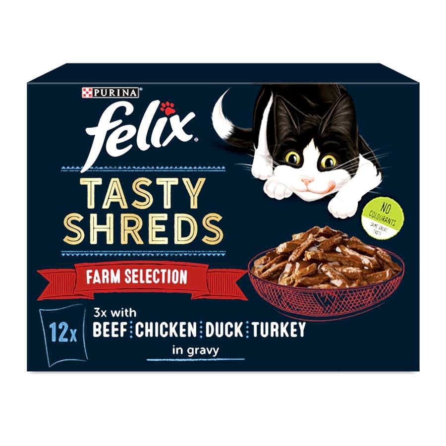 Felix Tasty Shreds Adult Wet Cat Food Farm Selection In Gravy