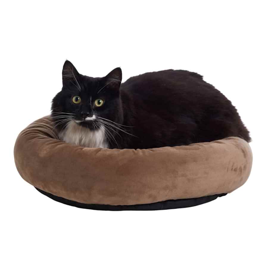 Pets Essentials Velour Donut Cat Bed Brown