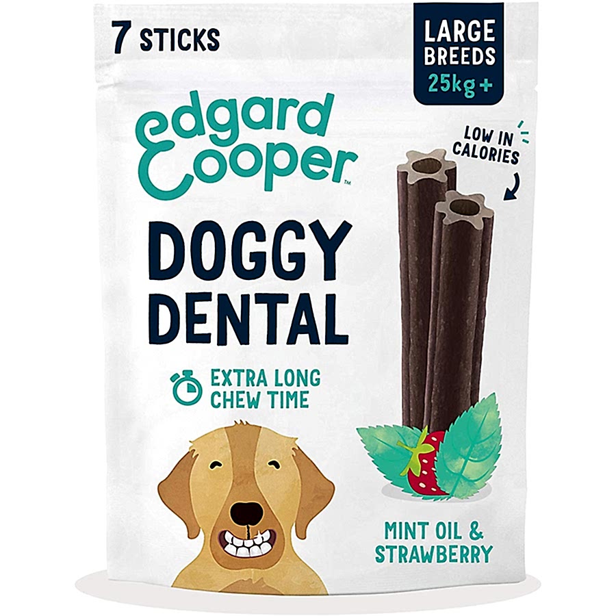 Edgard & Cooper Doggy Dental Sticks Large Breed Strawberry & Mint