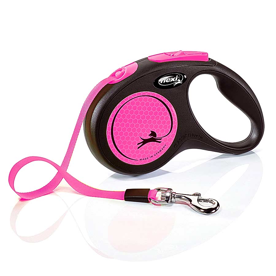 Flexi New Neon Extending Dog Lead Tape 5m Pink