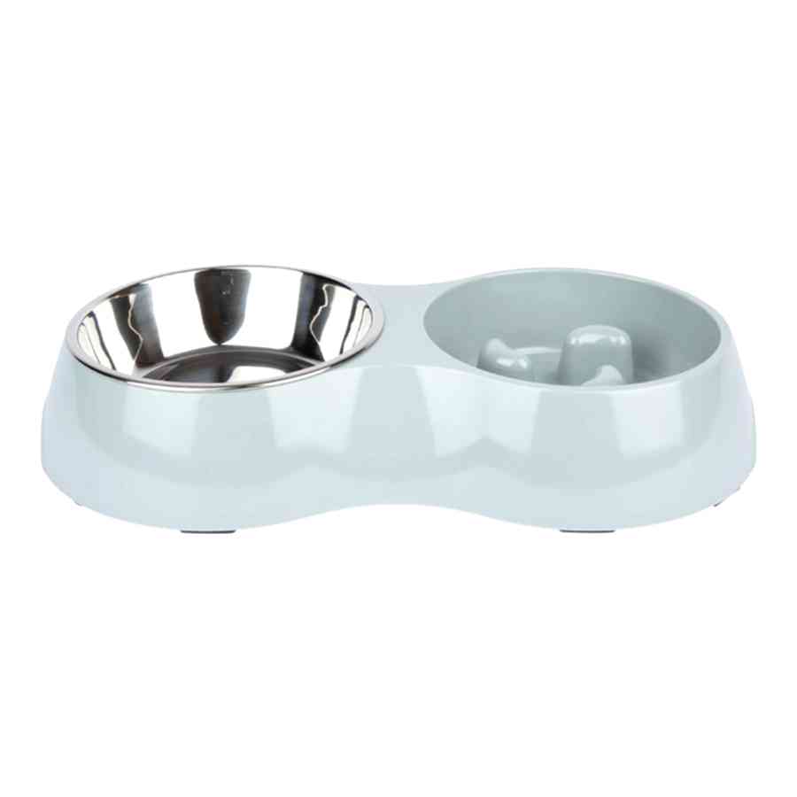 Just For Puppy Double Diner Anti-Gulp Bowl Grey