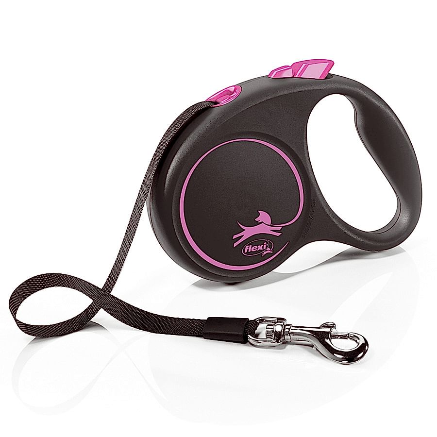 Flexi Black Design Extending Dog Lead 5m Black/Pink