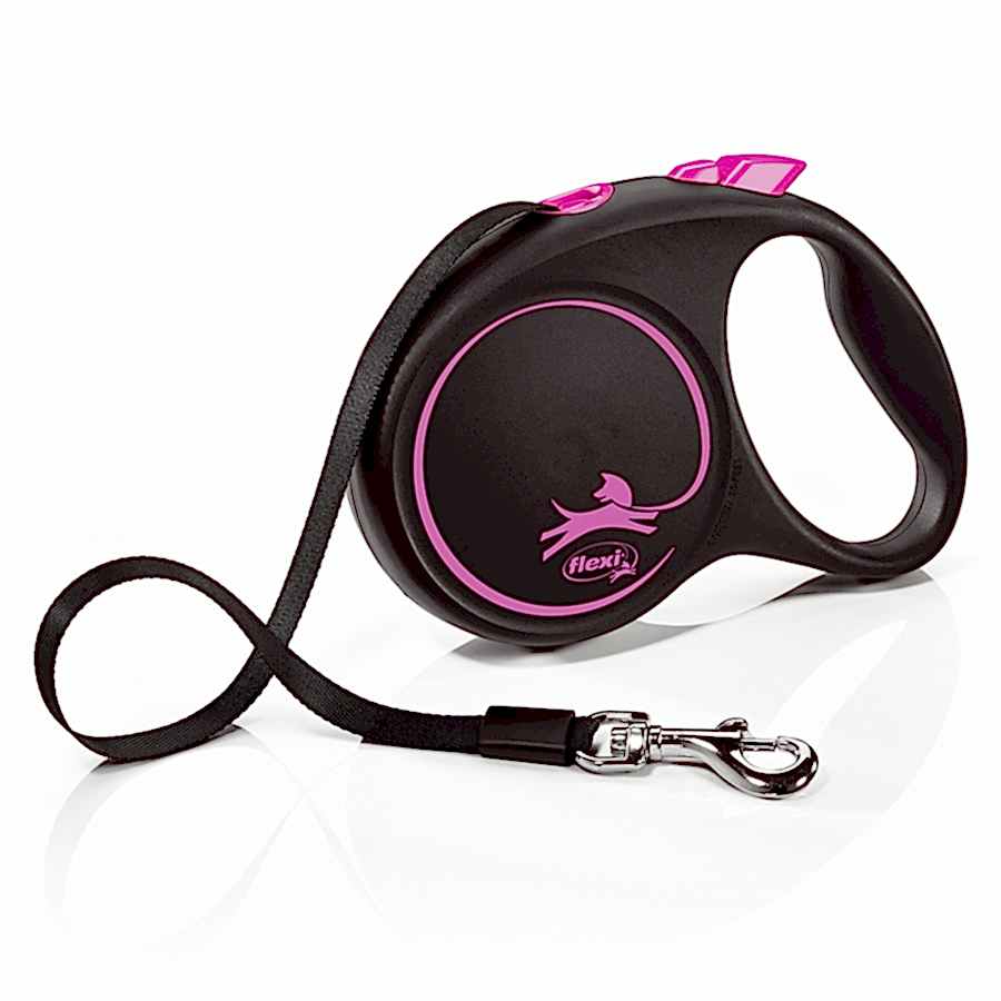 Flexi Black Design Extending Dog Lead 5m Black/Pink