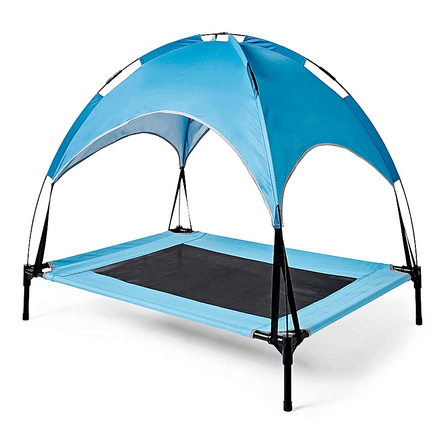 Sunny Daze Raised Air Dog Bed with UV Canopy Blue