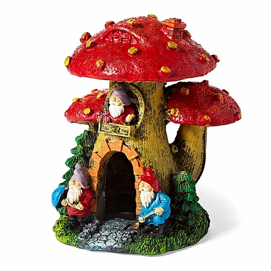 Pets at Home Mushroom House & Gnome Aquarium Ornament