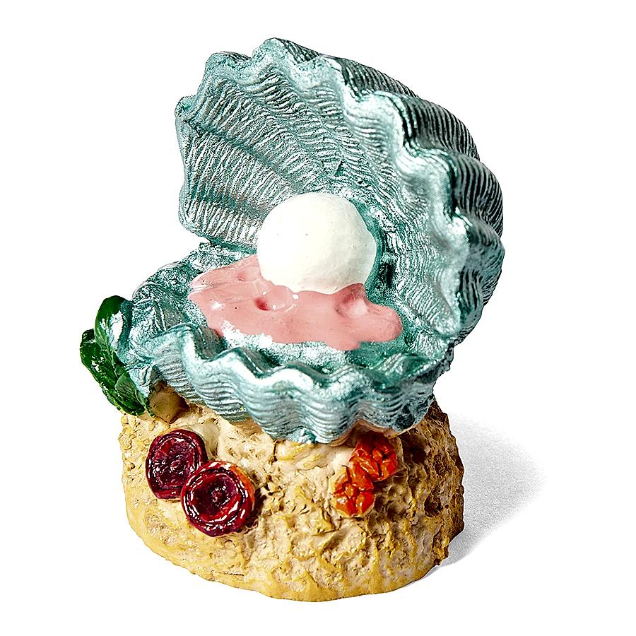 Aqua Town Open Clam with Pearl Aquarium Ornament