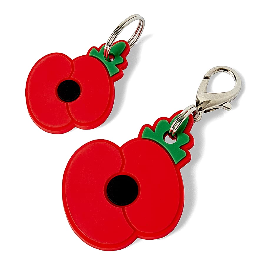 Royal British Legion Poppy Dog Collar Slider & Lead Charm Set Red